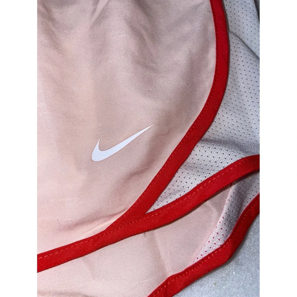 Nike Girls Dry-FIT Running Shorts Peach Pink Red Trim Size Small S New
